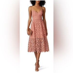 Astr Pink Lace Midi Dress with Spaghetti Straps